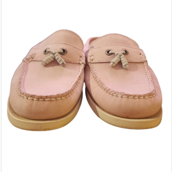 LL Bean Nubuck leather slip on Mule Loafer size 8 W Petal Pink Pastel Coastal - Picture 3 of 7